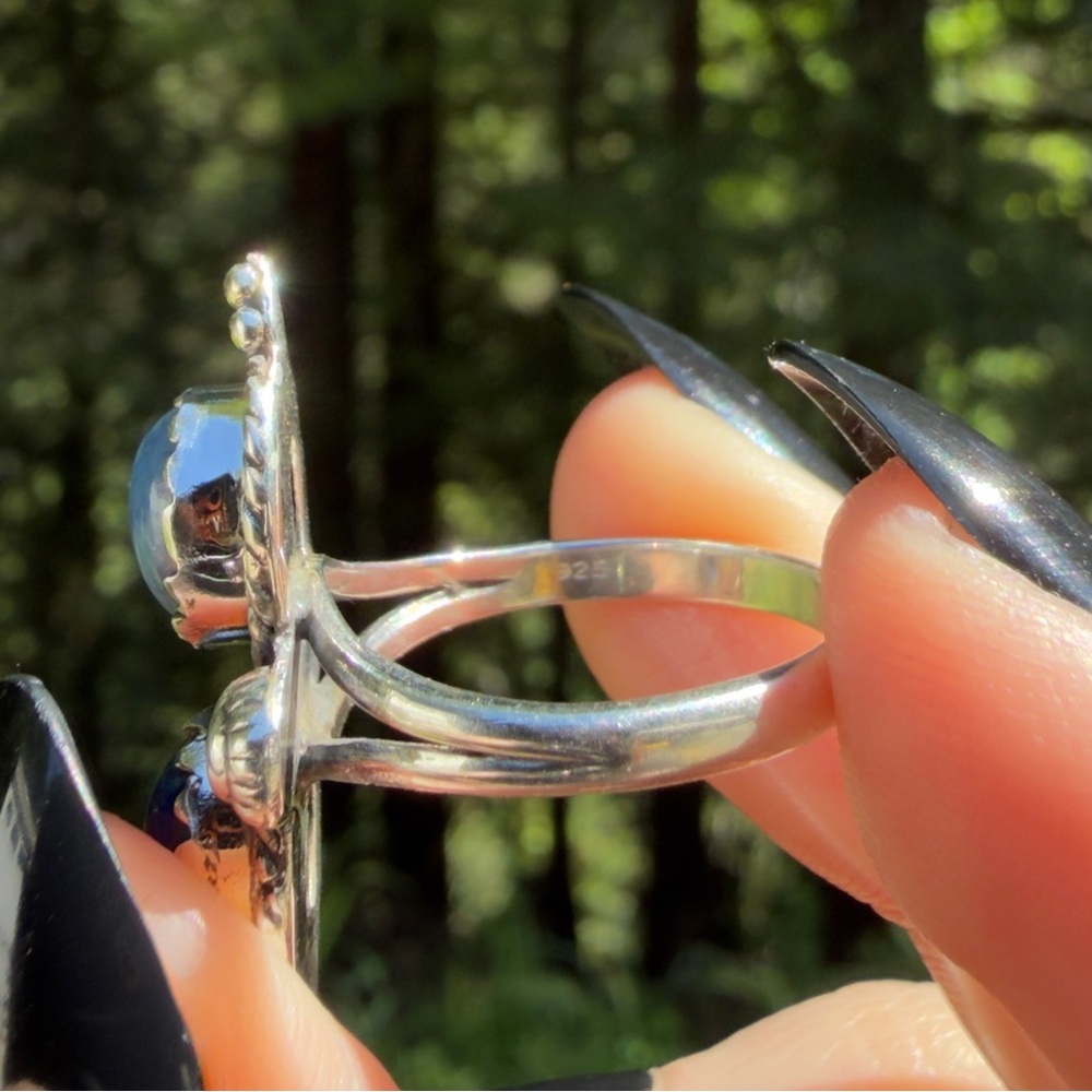 Black Opal Sterling Silver Ring - Picture 4 of 6